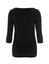 Charger l&#39;image dans la galerie, T-shirt manches 3/4 noir 96 % Coton peigné biologique certifié GOTS 4 % Elasthanne
