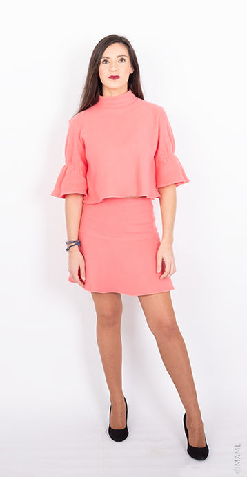 Top rose en sweat velours côtelé. 100% coton biologique certifié GOTS. Fabriqué au Pays Basque